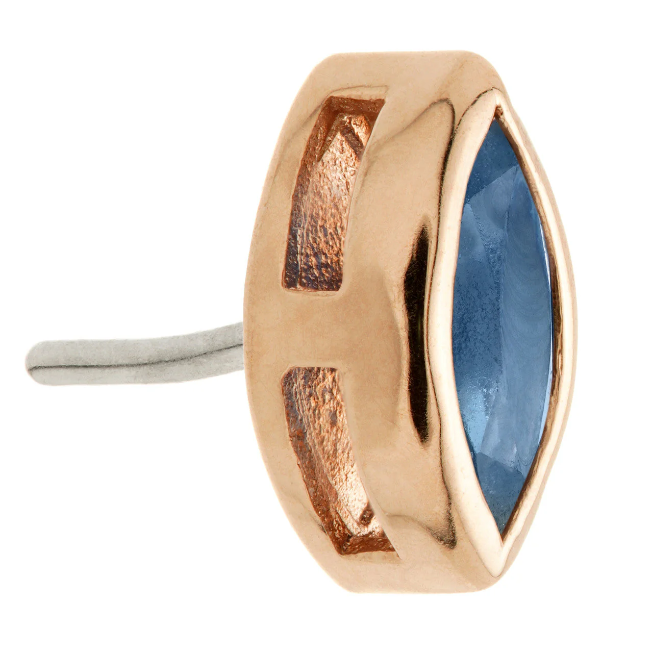 TL - 14ct Gold Threadless Sapphire Marquise Pin Attachment - Image 6