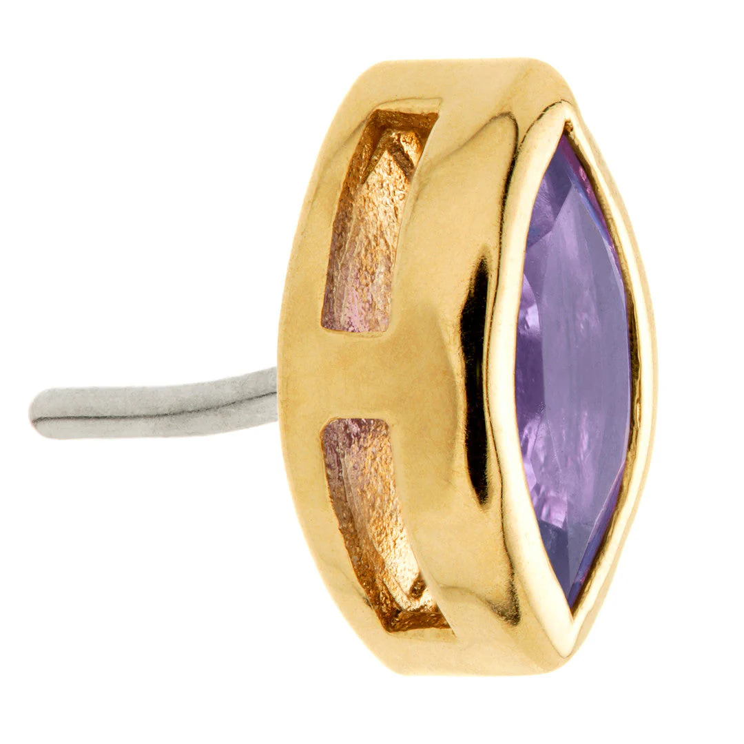 TL - 14ct Gold Threadless Tanzanite Marquise Pin Attachment - Image 4