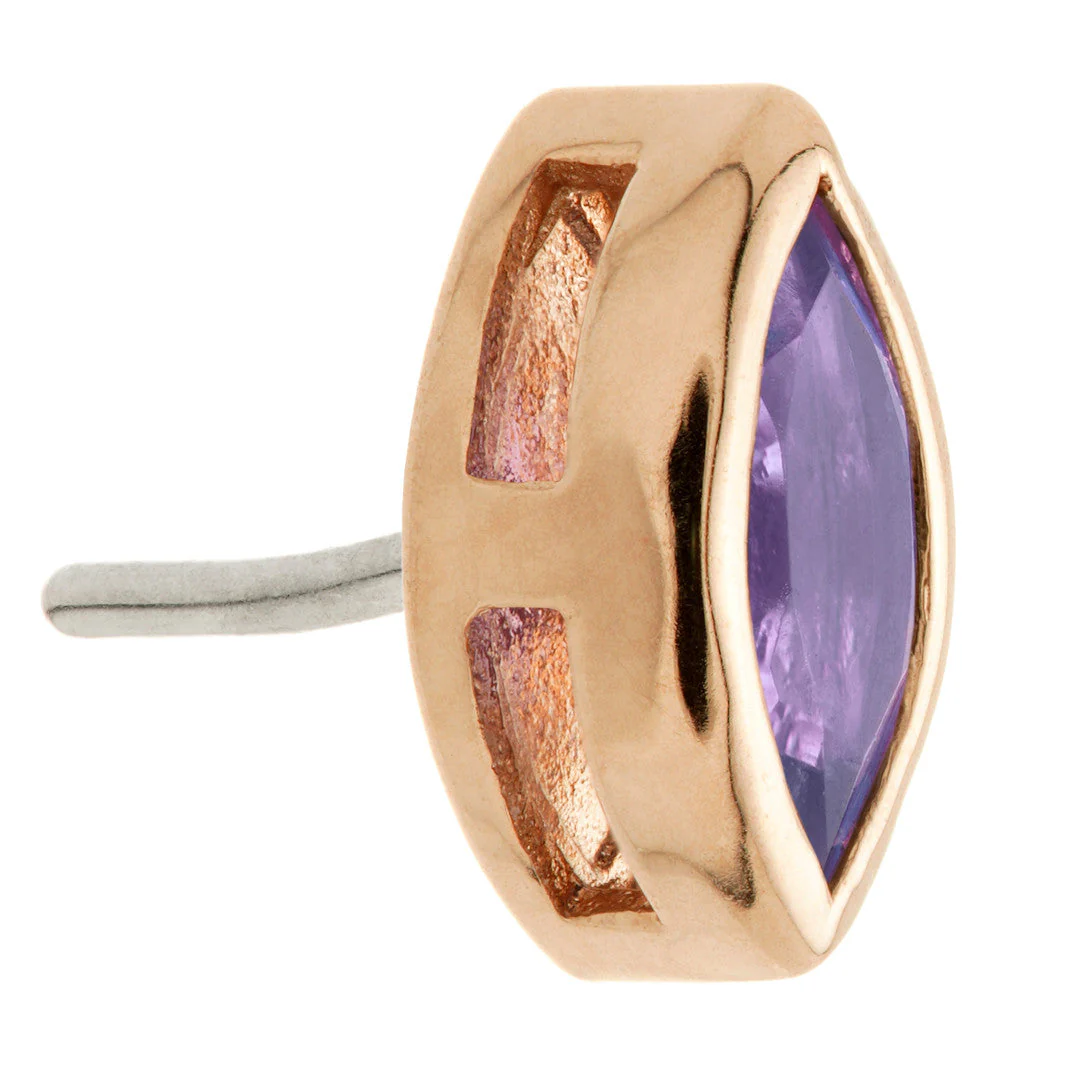 TL - 14ct Gold Threadless Tanzanite Marquise Pin Attachment - Image 6