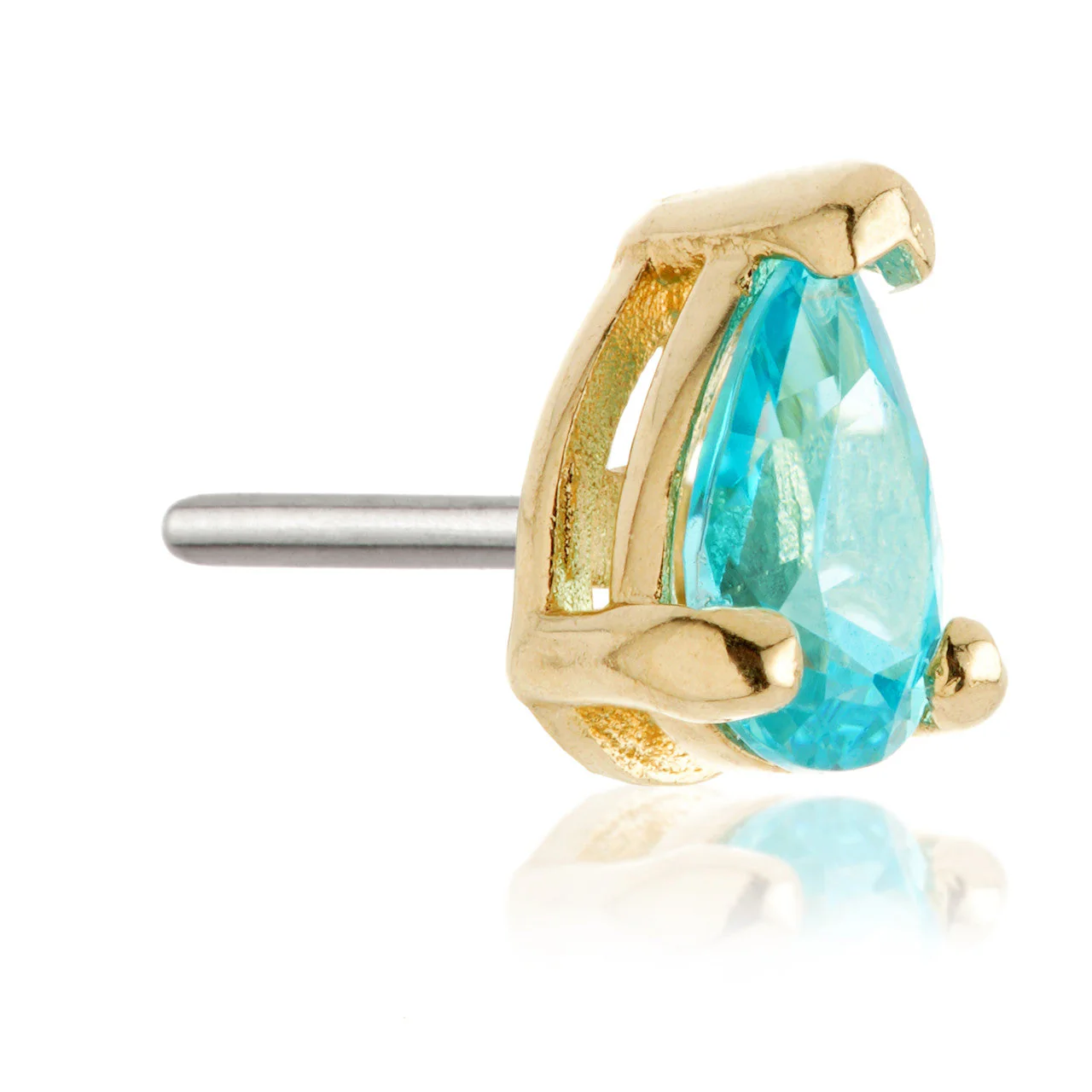 TL - 14ct Gold Threadless Teardrop Gem Pin Attachment - Image 2