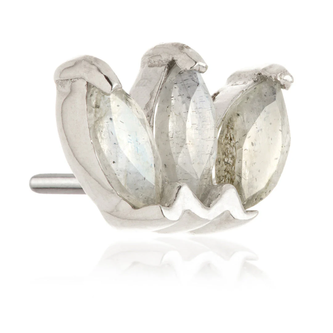 TL - 14ct Gold Threadless Triple Marquise Labradorite Pin Attachment - Image 2