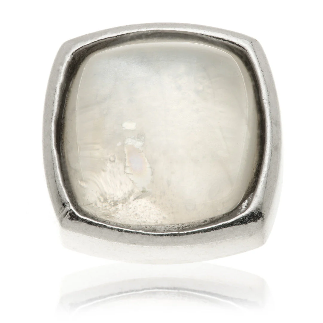 TL - 14ct Gold Threadless White Moonstone Cabochon Cushion Pin Attachment - Image 2