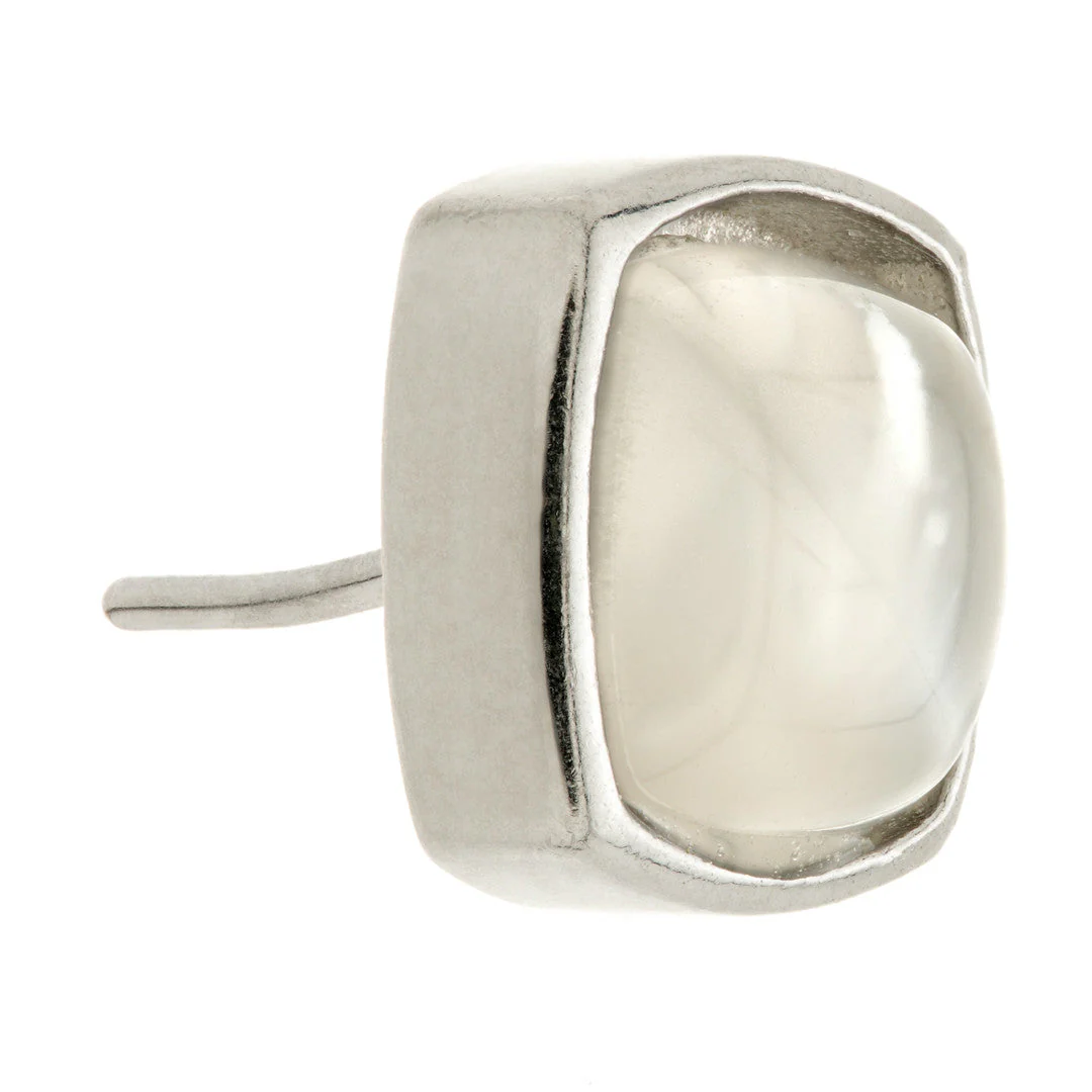 TL - 14ct Gold Threadless White Moonstone Cabochon Cushion Pin Attachment - Image 4