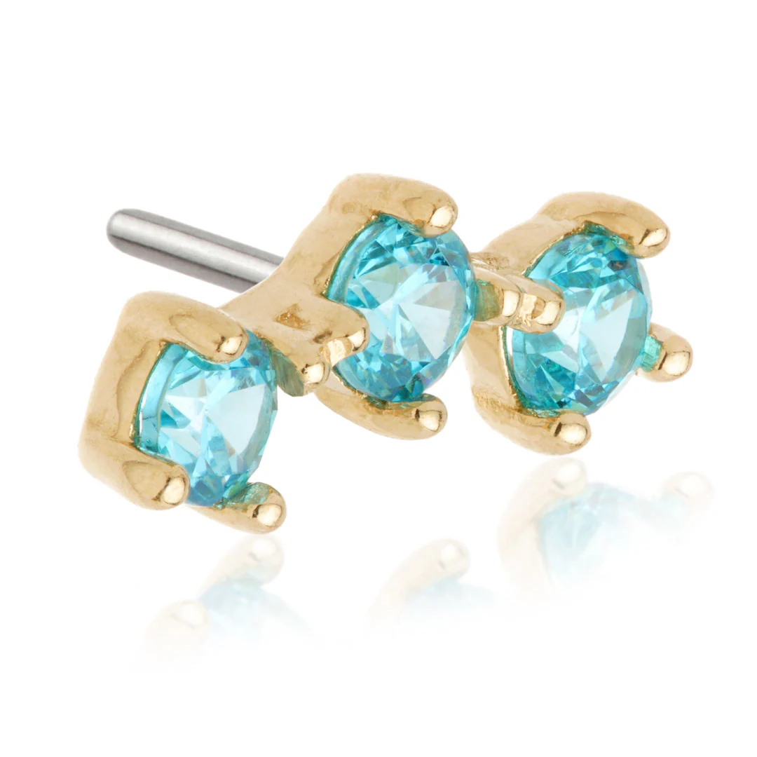 TL - 14ct Gold Triple Gem Pin Attachment - Image 10