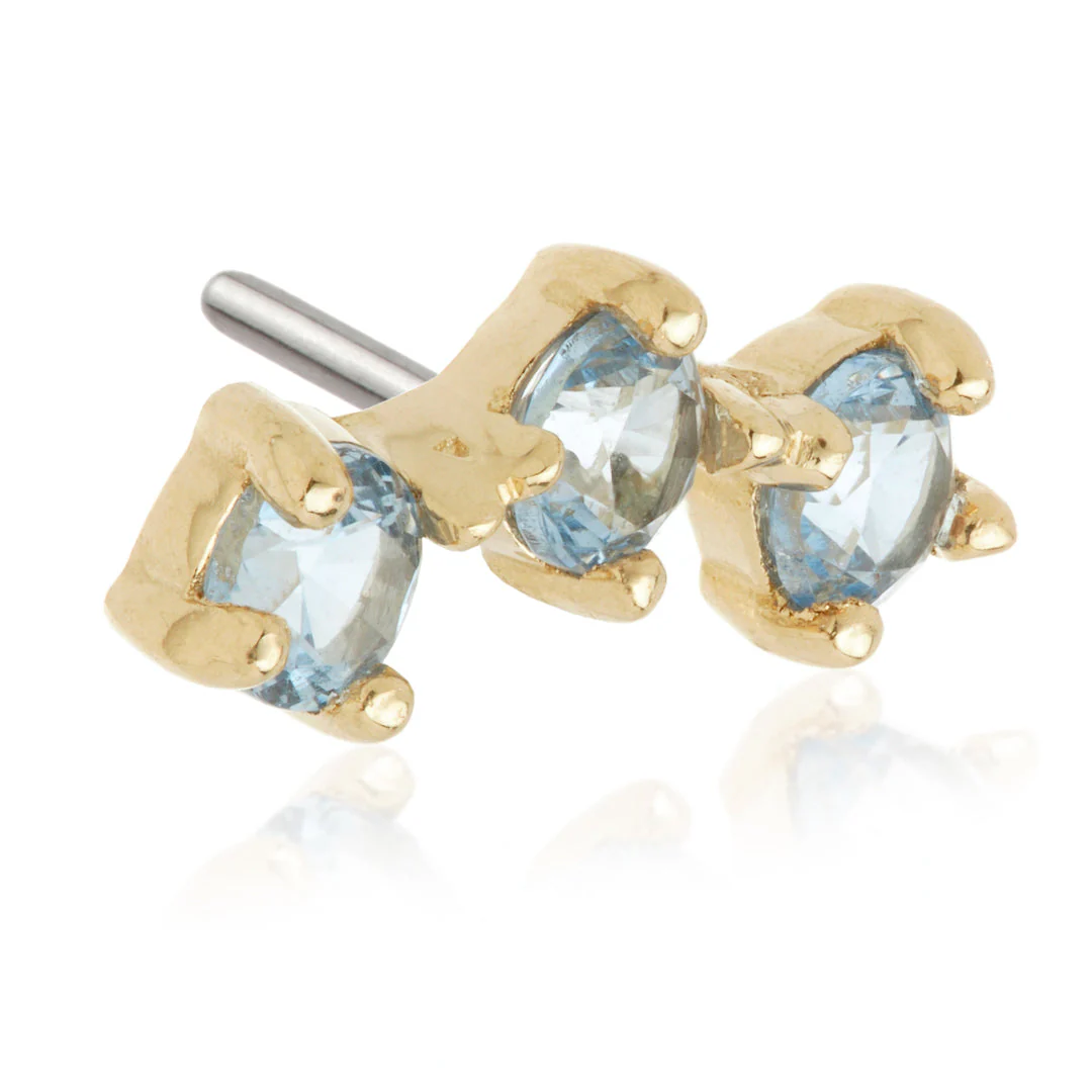 TL - 14ct Gold Triple Gem Pin Attachment - Image 11