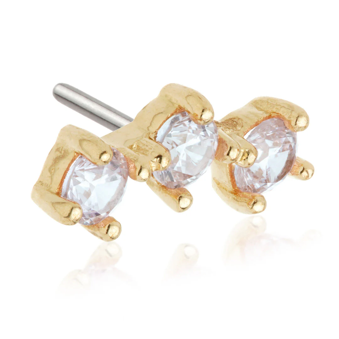 TL - 14ct Gold Triple Gem Pin Attachment - Image 5