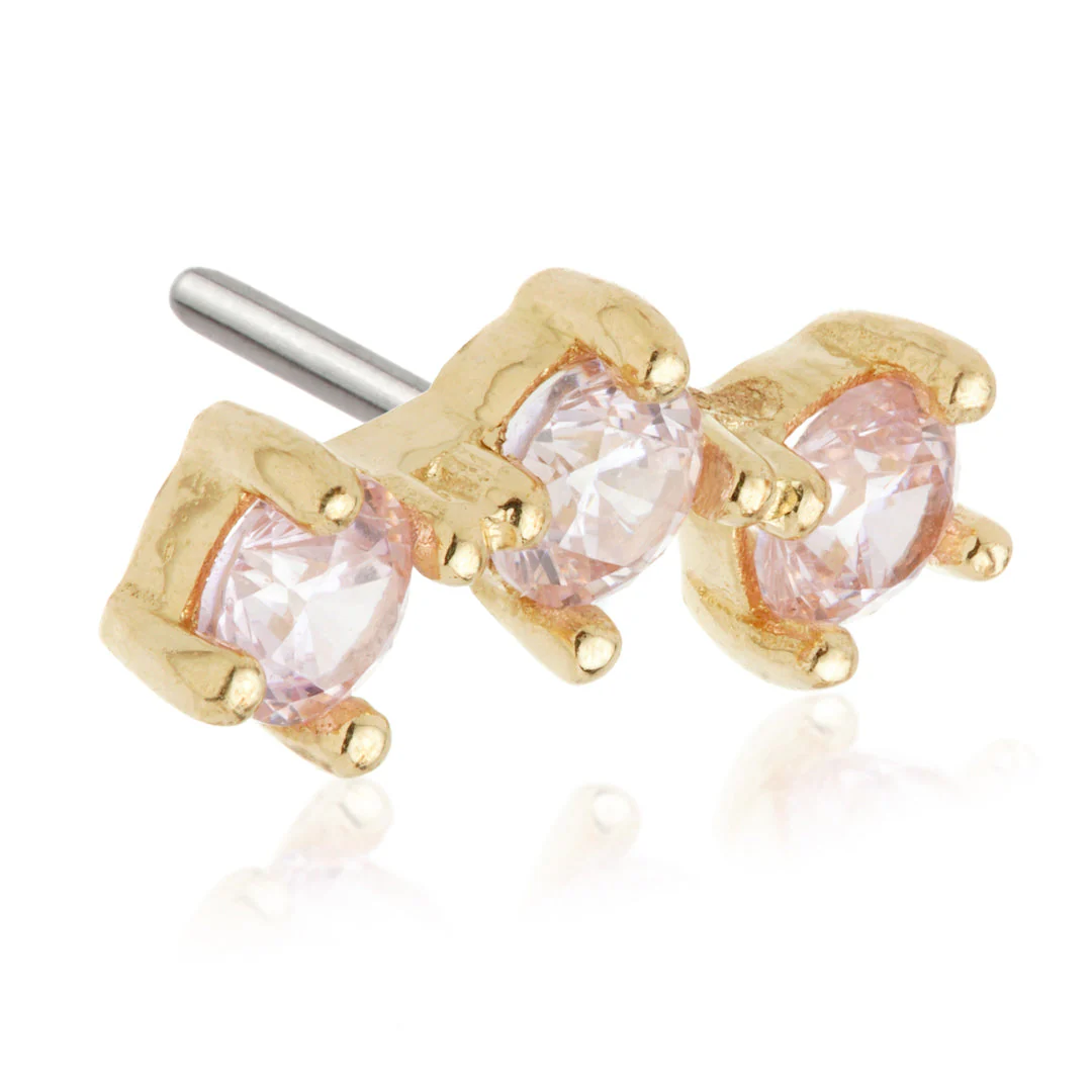 TL - 14ct Gold Triple Gem Pin Attachment - Image 6