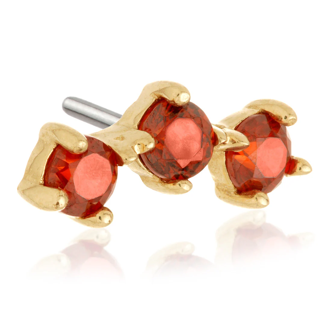 TL - 14ct Gold Triple Gem Pin Attachment - Image 7