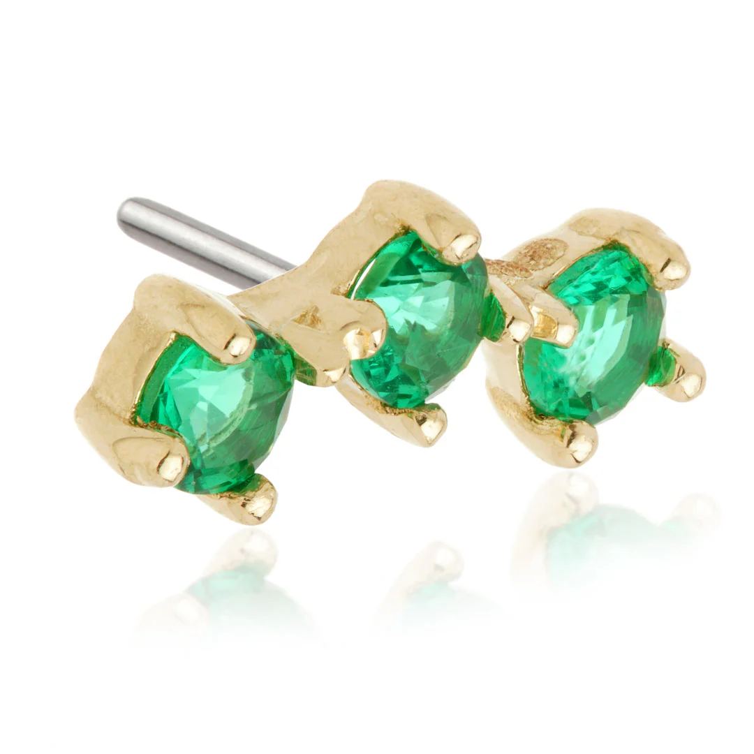 TL - 14ct Gold Triple Gem Pin Attachment - Image 8