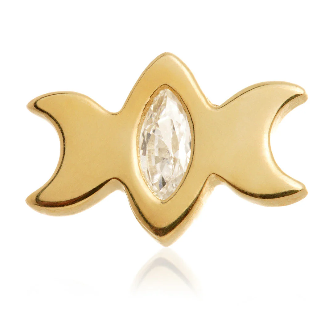 TL- 14ct Internal Double Crescent Moon Jewelled Attachment - Image 2