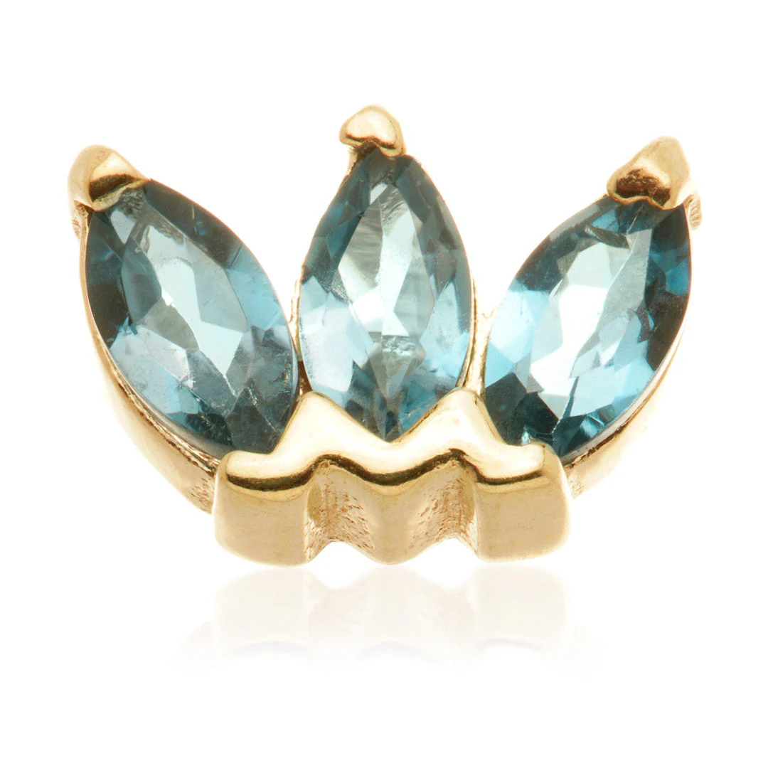 TL - 14ct Internal Gold Triple Marquise London Blue Topaz Attachment - Image 2