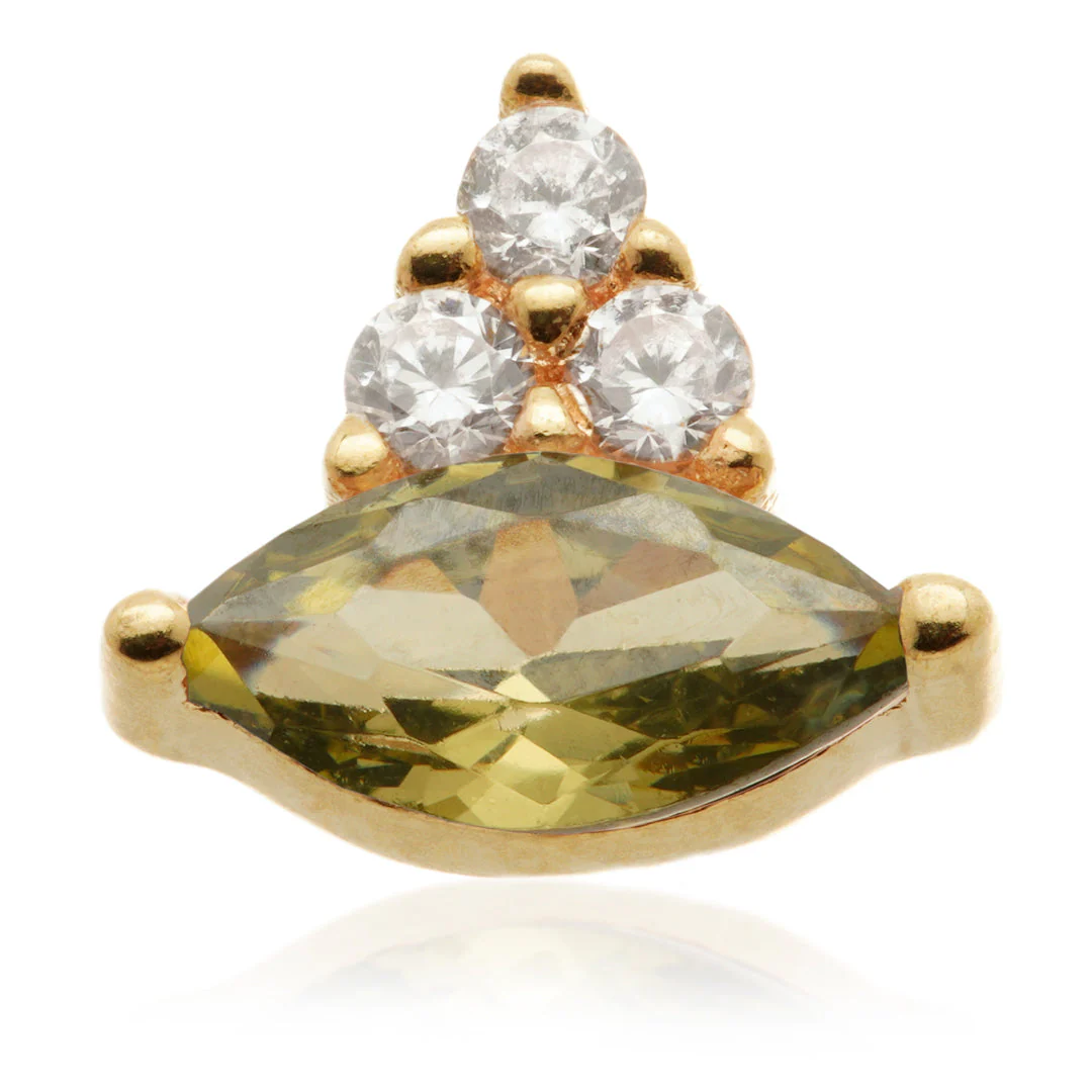 TL - 14ct Solid Gold Internal Marquise with Triple Gem Attachment - Image 2