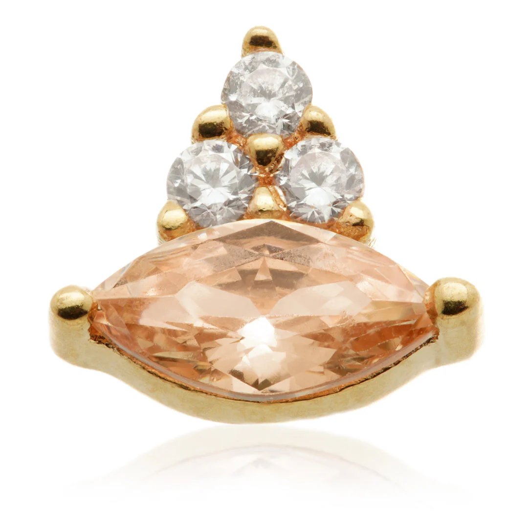 TL - 14ct Solid Gold Internal Marquise with Triple Gem Attachment - Image 4