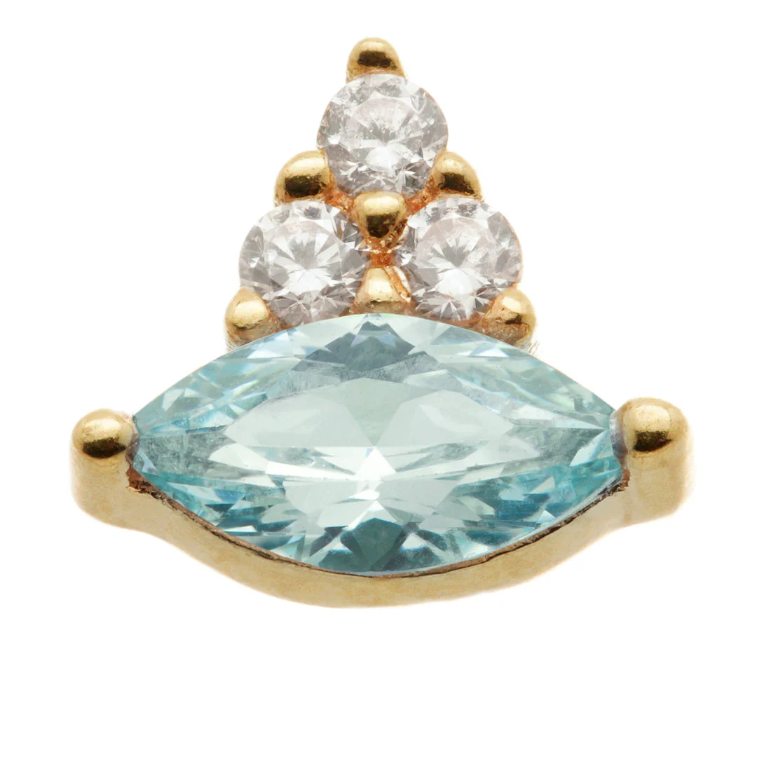 TL - 14ct Solid Gold Internal Marquise with Triple Gem Attachment - Image 5