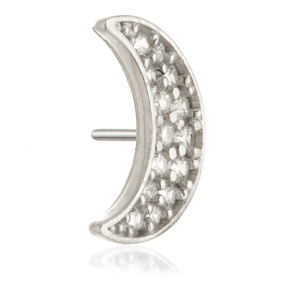 TL - 14ct Solid Gold Threadless Jewelled Crescent Moon Attachment - Image 3