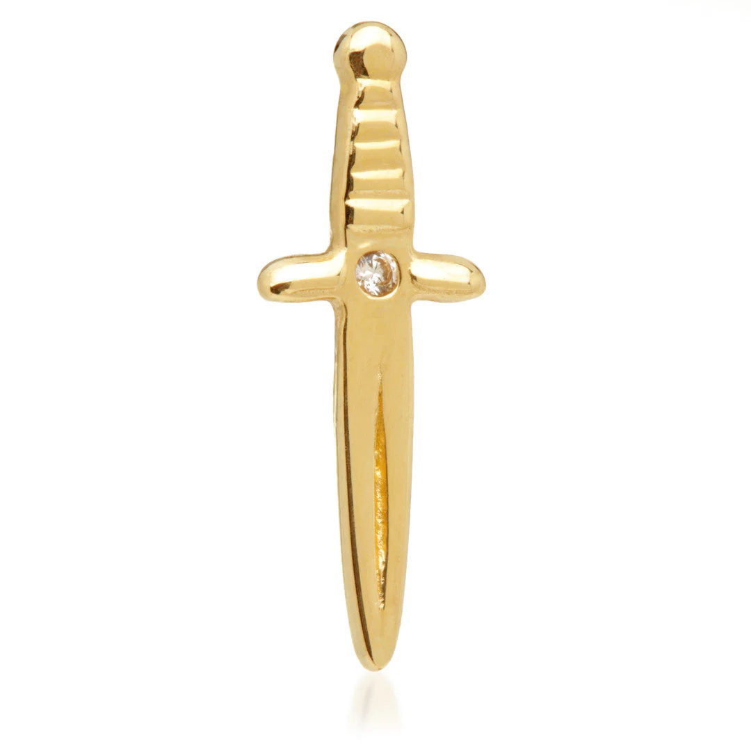TL - 14ct Threadless Gem Sword Pin Attachment - Image 2