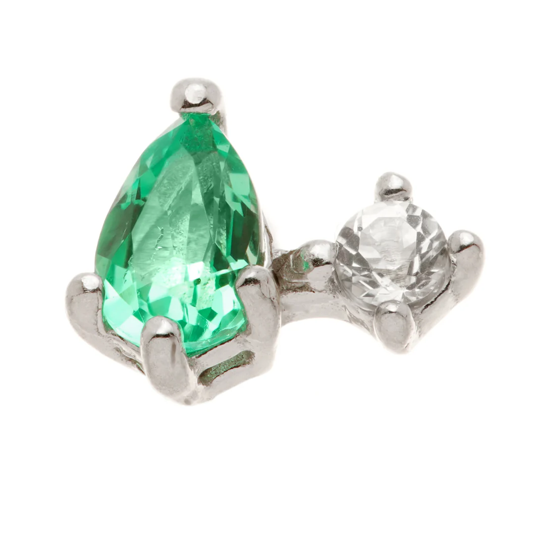 TL - 14ct Threadless Gold Double Coloured CZ Gem Pin Attachment - Image 3