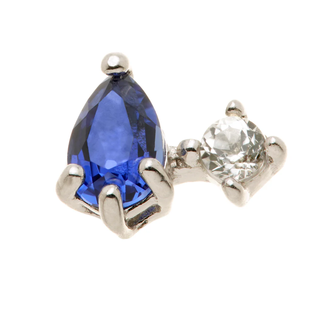 TL - 14ct Threadless Gold Double Coloured CZ Gem Pin Attachment - Image 4