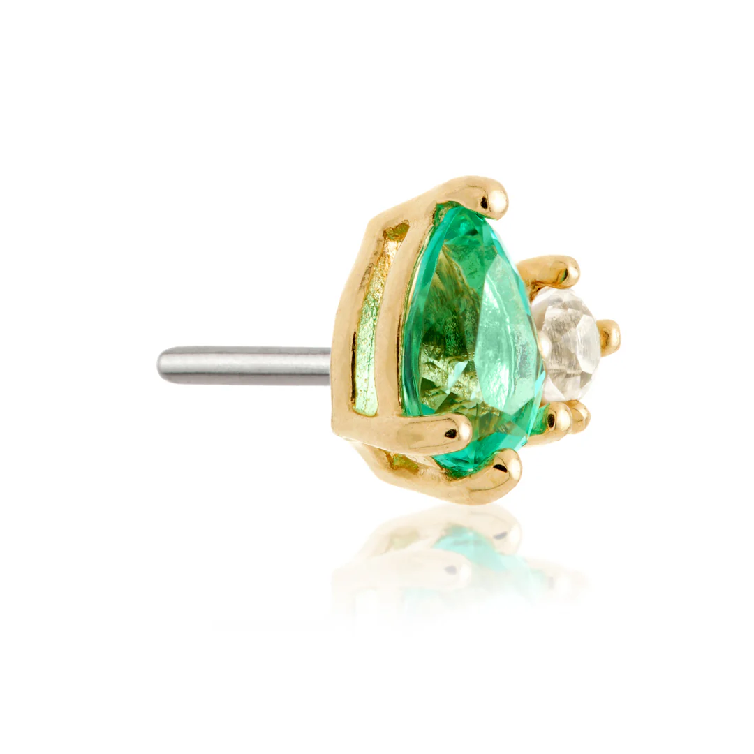 TL - 14ct Threadless Gold Double Coloured CZ Gem Pin Attachment - Image 5