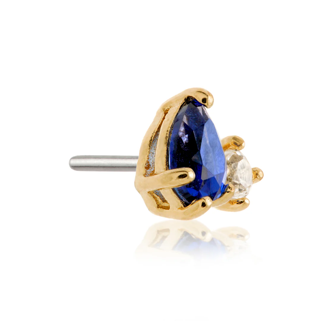 TL - 14ct Threadless Gold Double Coloured CZ Gem Pin Attachment - Image 6