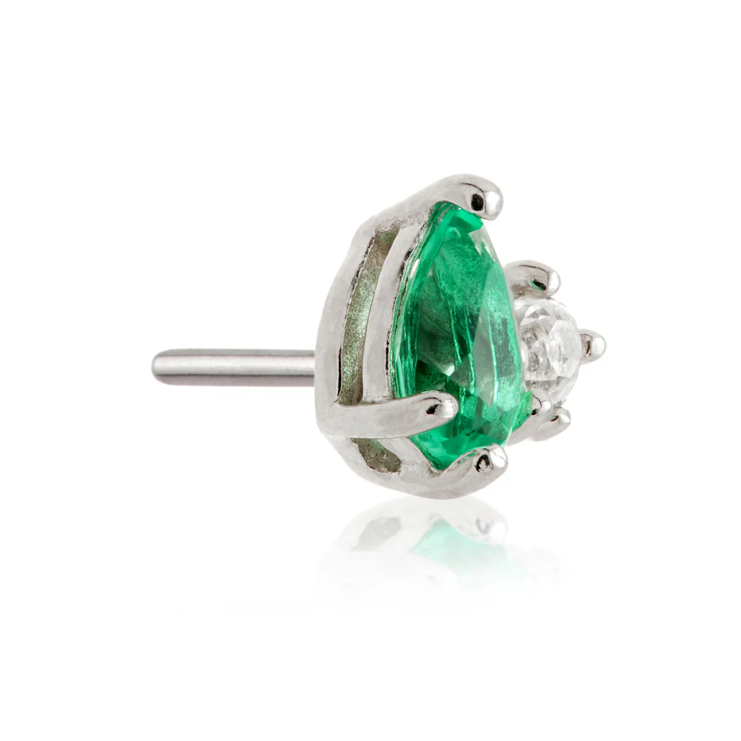 TL - 14ct Threadless Gold Double Coloured CZ Gem Pin Attachment - Image 7