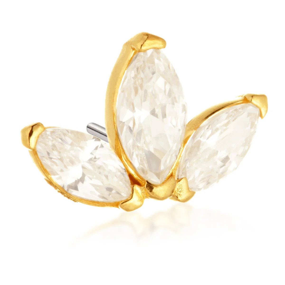 TL - 14ct Threadless Gold Fleur-De-Lis Gem Pin Attachment - Image 2