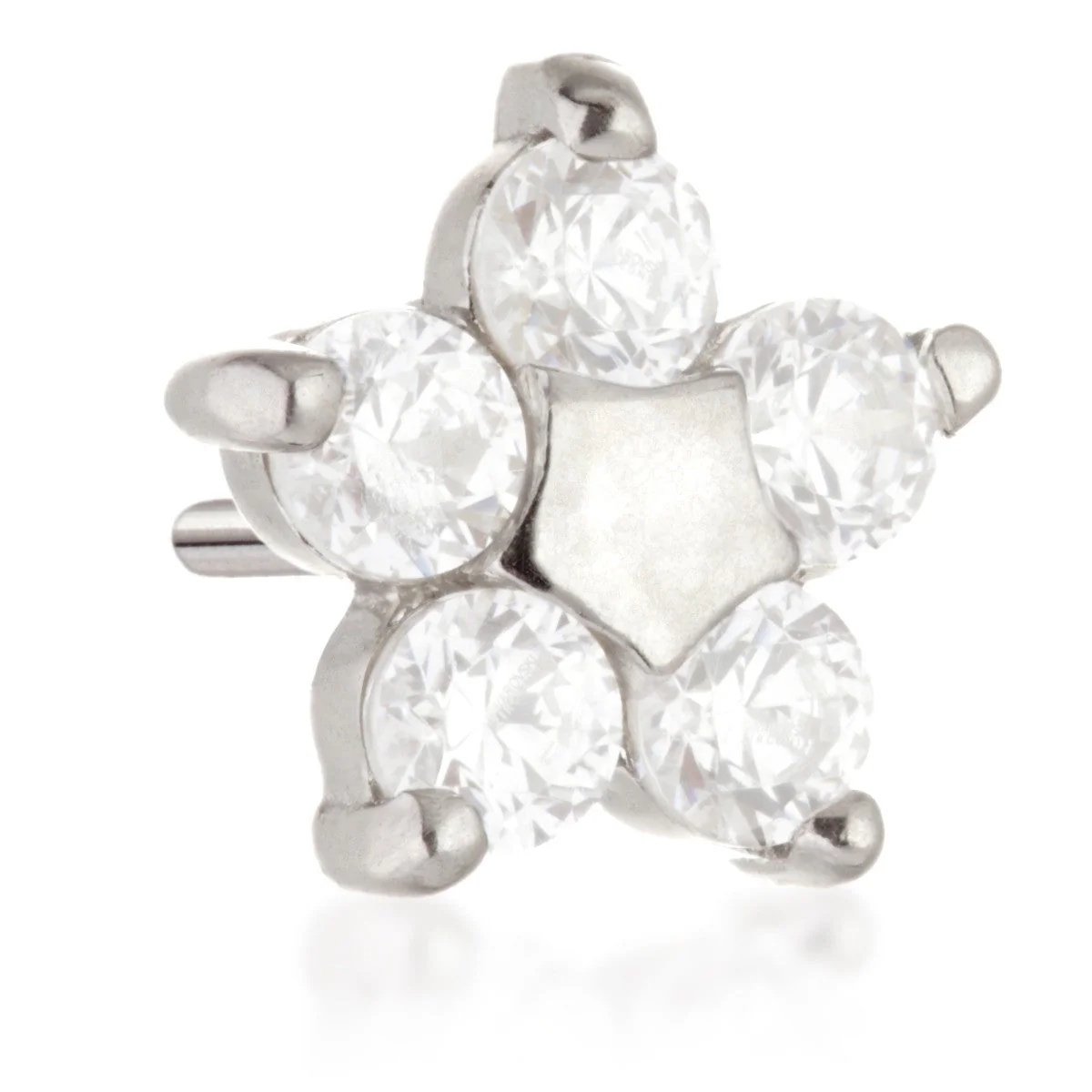 TL - 14ct Threadless Gold Flower Gem Pin Attachment - Image 2