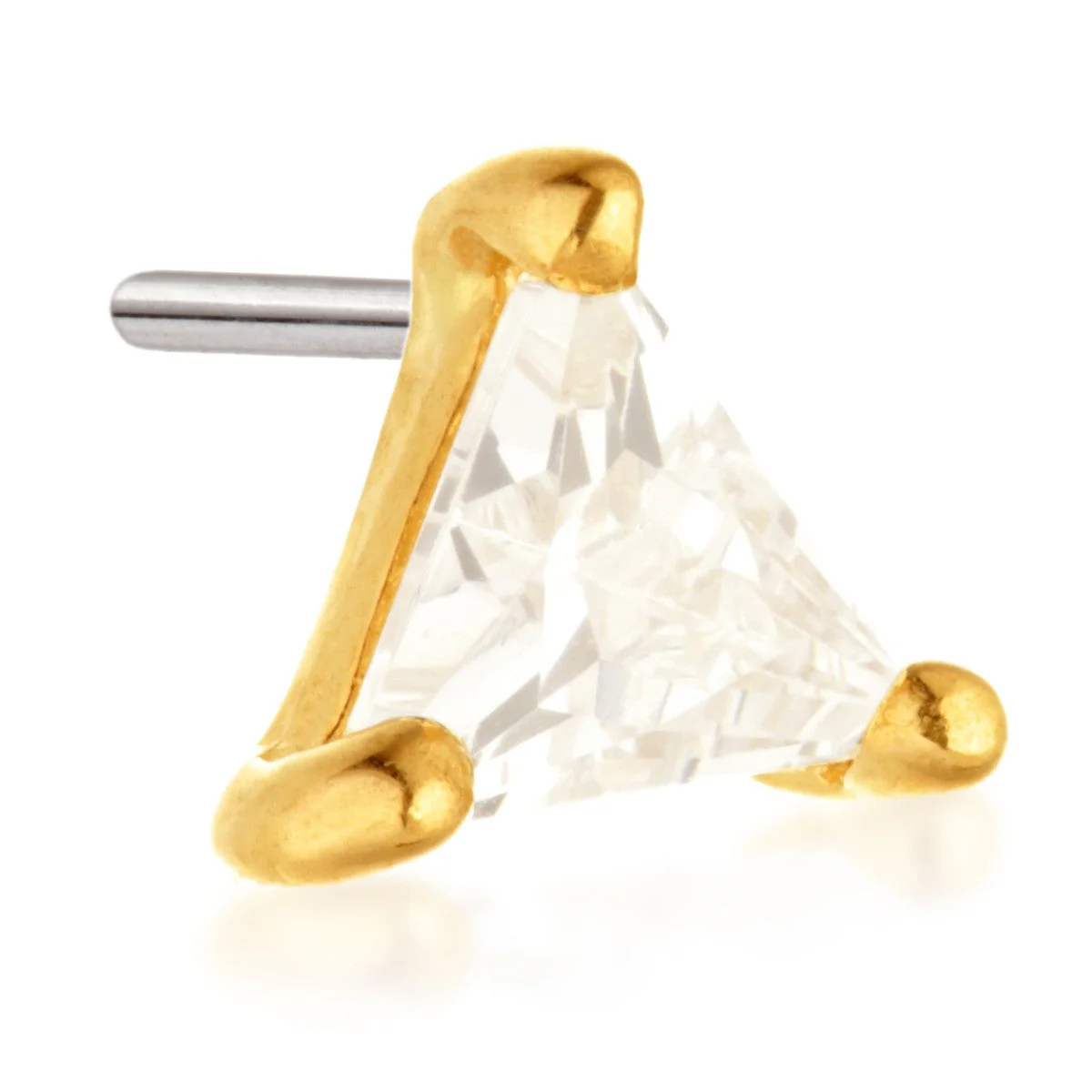 TL - 14ct Threadless Gold Gem Triangle Pin Attachment - Image 2