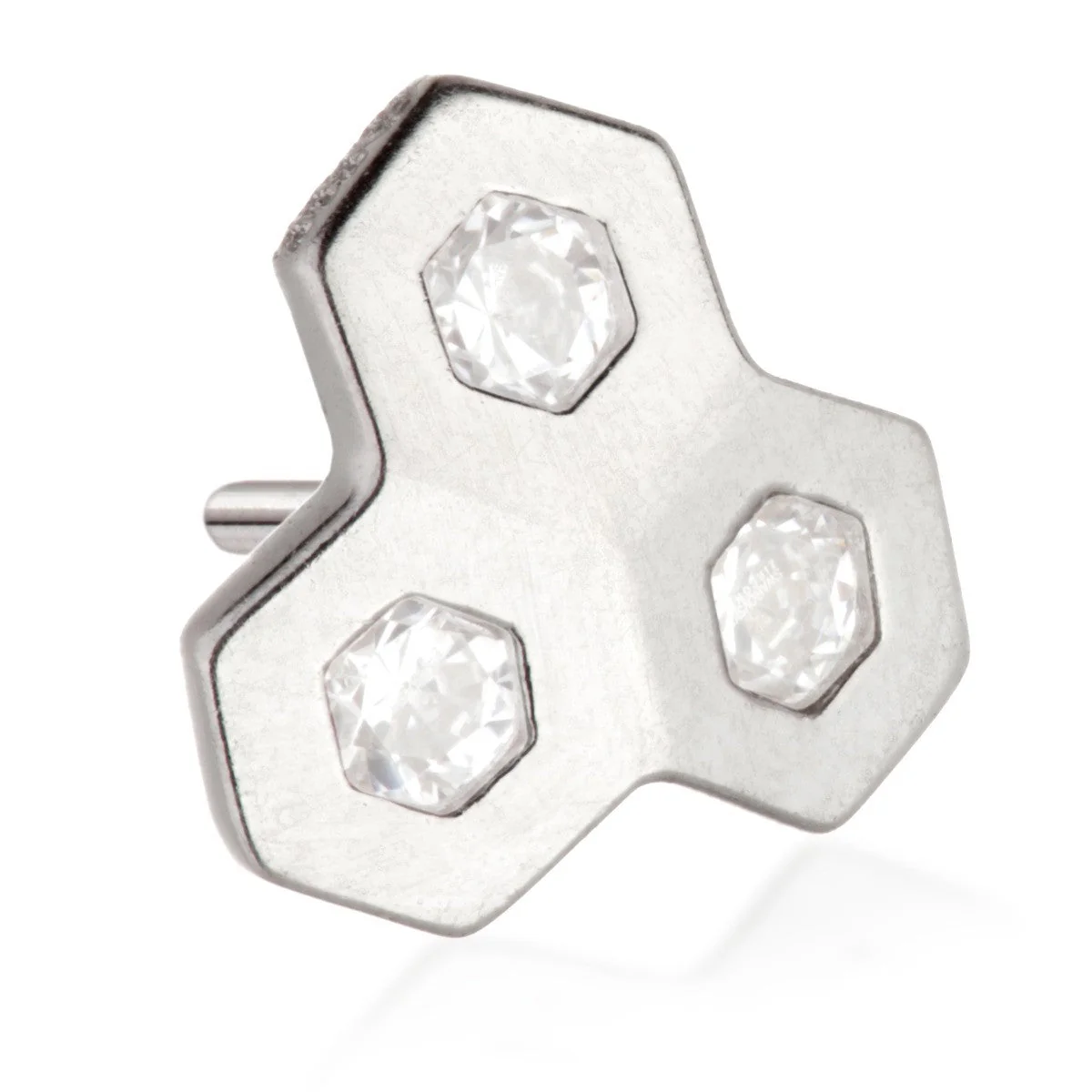 TL - 14ct Threadless Gold Honeycomb Gem Pin Attachment - Image 2