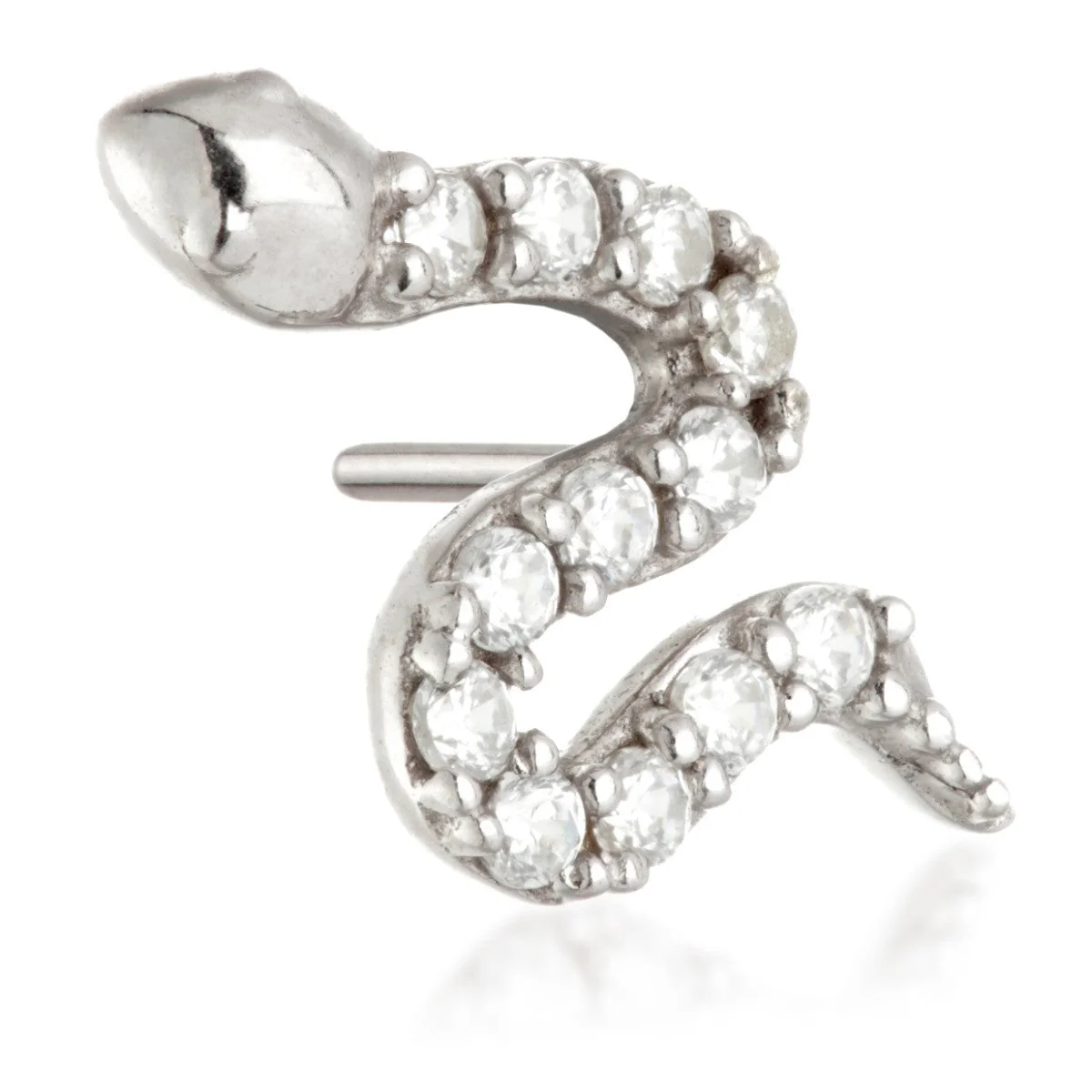 TL - 14ct Threadless Gold Jewelled Snake Pin Attachment - Image 2