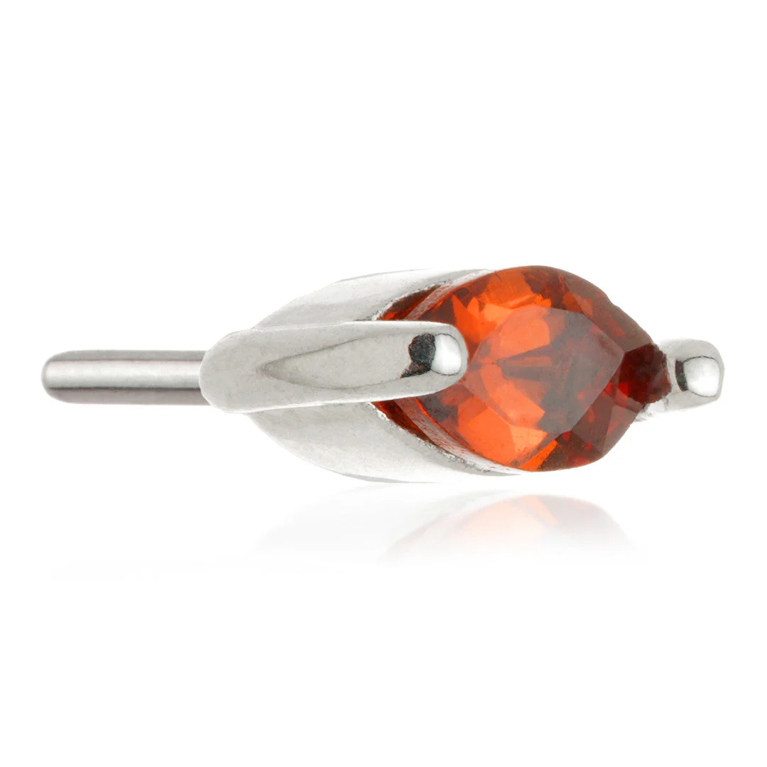 TL - 14ct Threadless Gold Marquise Garnet Pin Attachment - Image 2