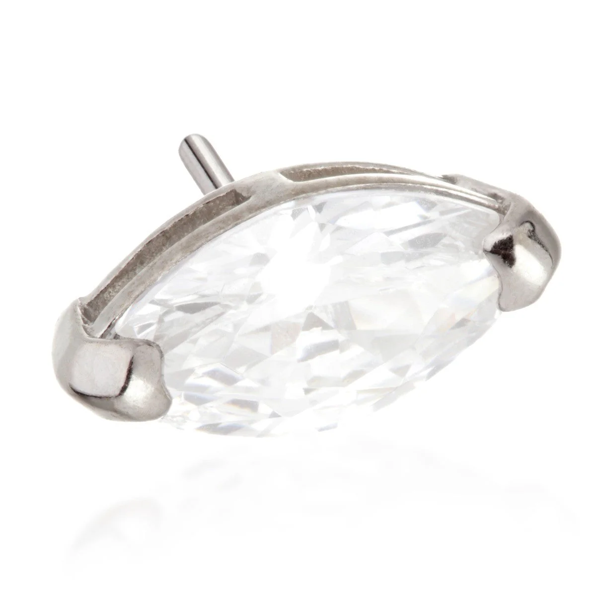 TL - 14ct Threadless Gold Marquise Gem Pin Attachment