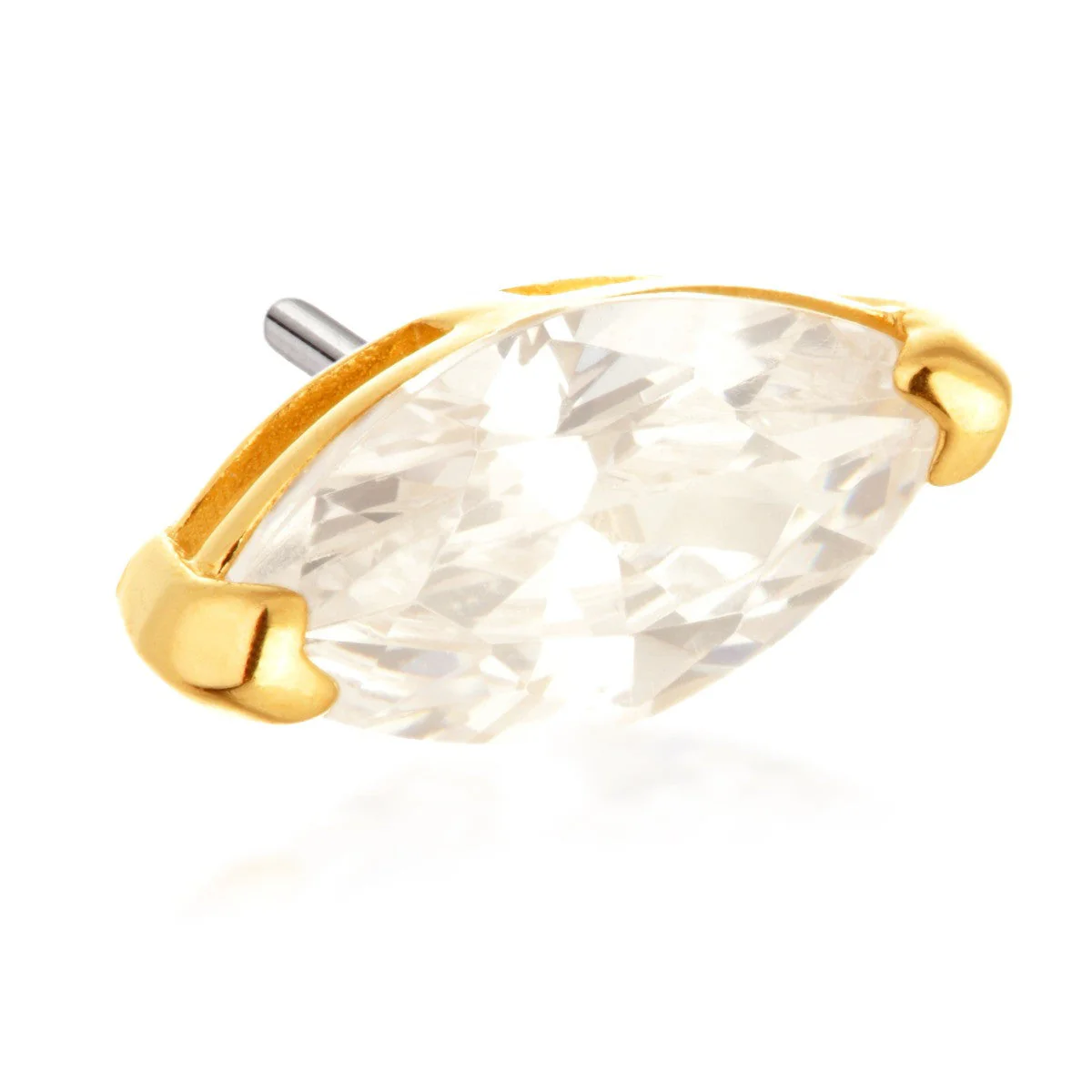 TL - 14ct Threadless Gold Marquise Gem Pin Attachment - Image 2
