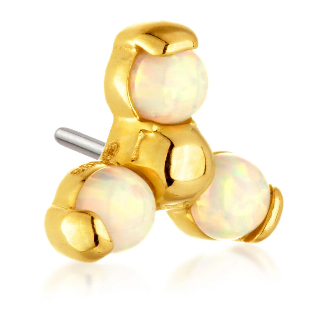TL - 14ct Threadless Gold Opal Trinity Pin Attachment - Image 2