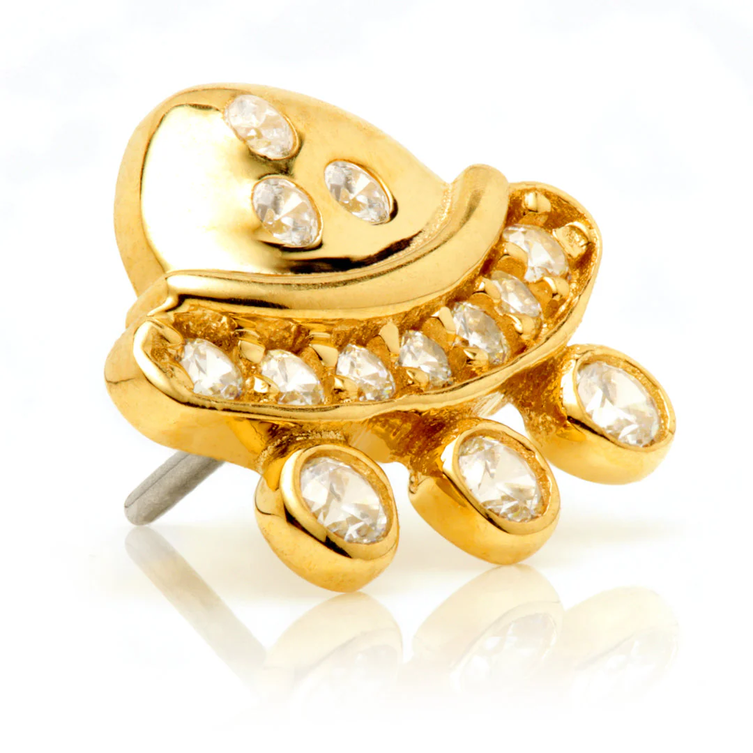 TL - 14ct Threadless Gold Pavé UFO Pin Attachment