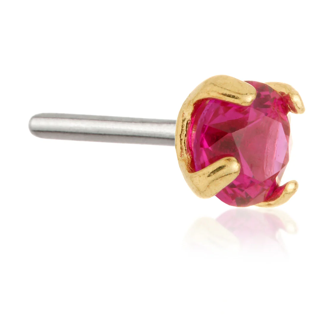 TL - 14ct Threadless Gold Prong Set Gem Pin Attachment - Image 2