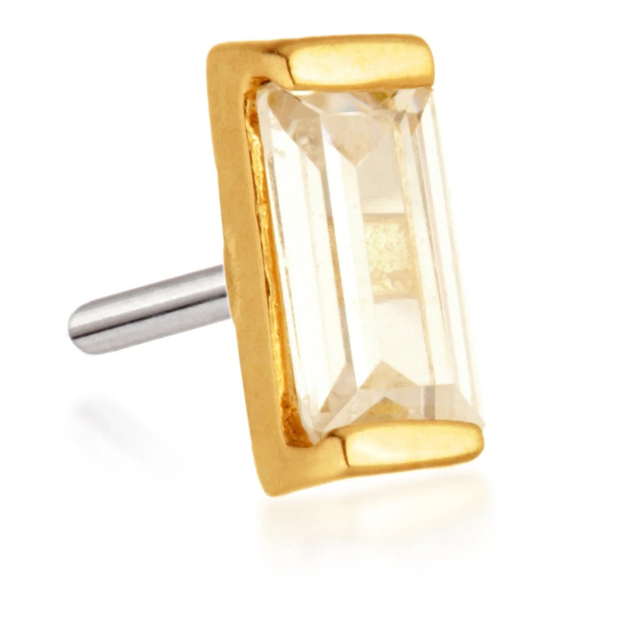 TL - 14ct Threadless Gold Rectangle Gem Pin Attachment - Image 2