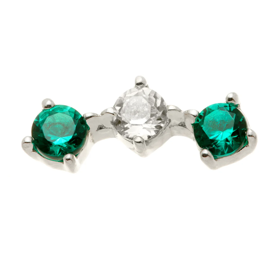 TL - 14ct Threadless Gold Semi-Precious Triple Gem Gem Pin Attachment - Image 3