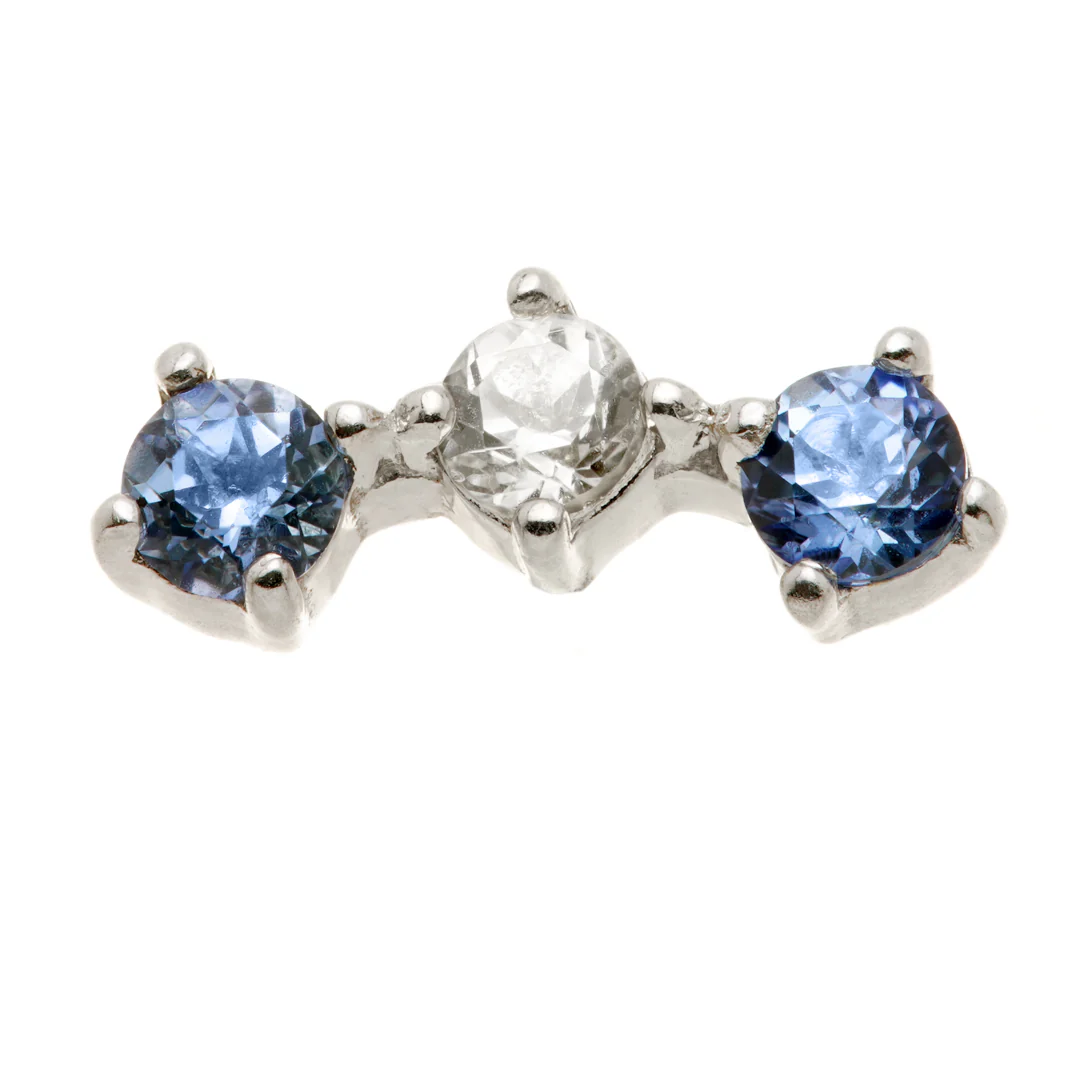 TL - 14ct Threadless Gold Semi-Precious Triple Gem Gem Pin Attachment - Image 4
