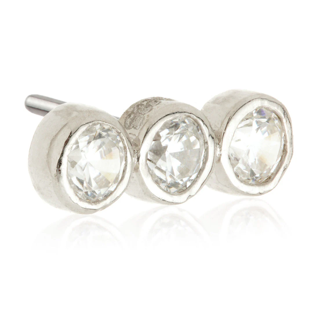 TL - 14ct Threadless Gold Straight Triple Gem Attachment - Image 3