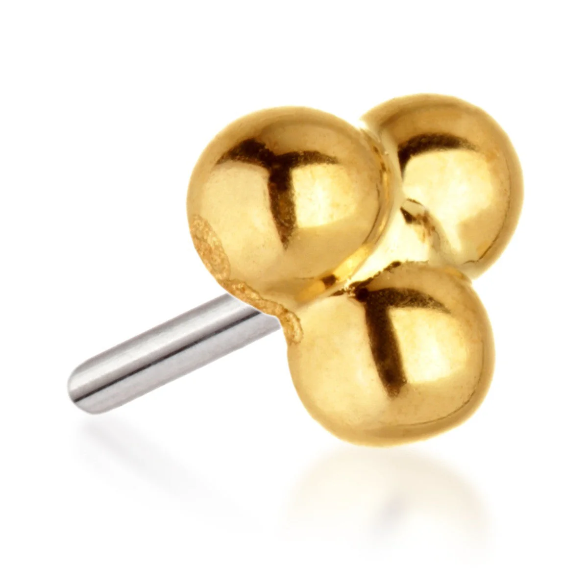 TL - 14ct Threadless Gold Triple Ball Pin Attachment - Image 2