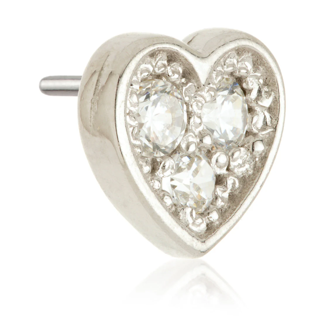 TL - 14ct Threadless Gold Triple Gem Heart Attachment - Image 2