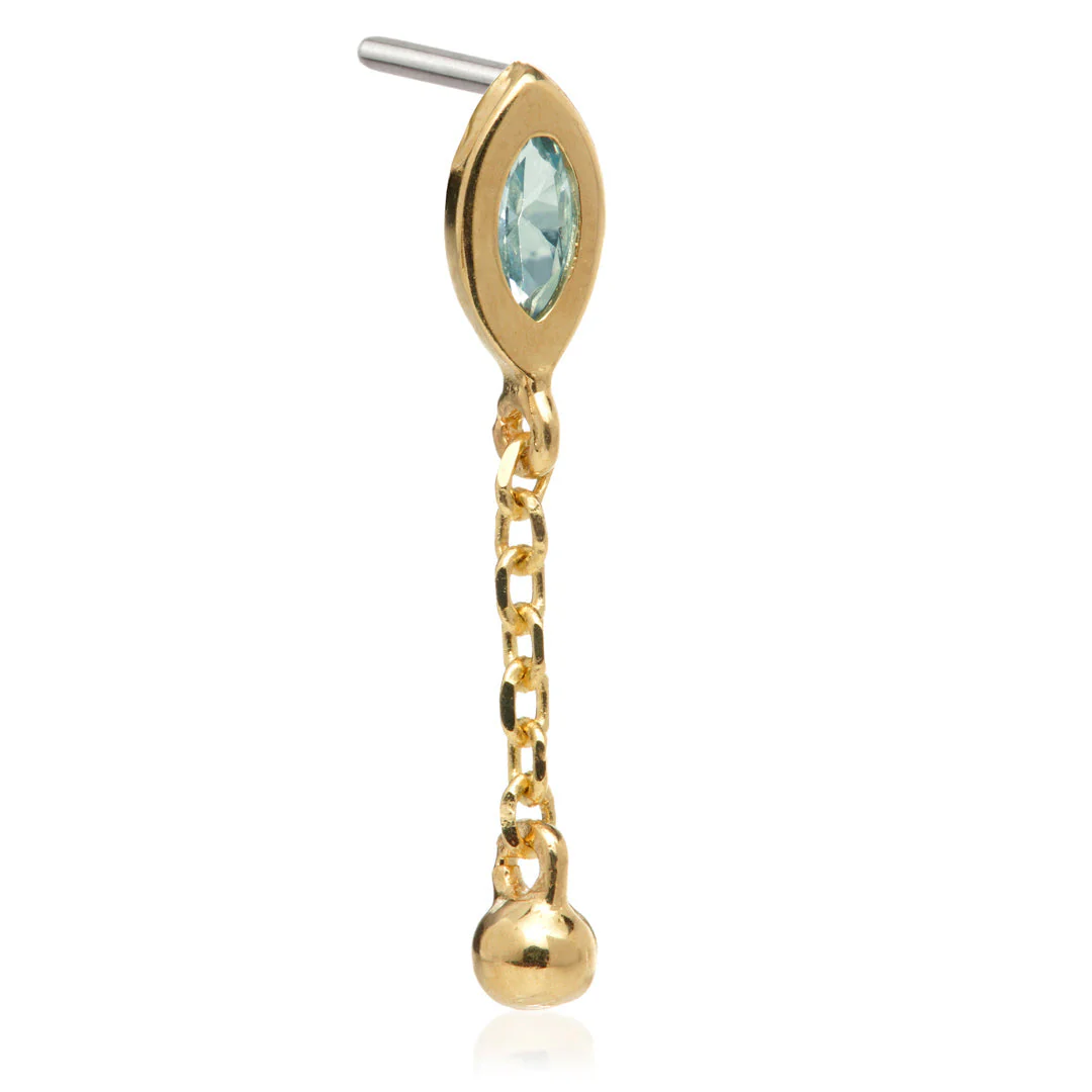 TL - 14ct Threadless Jewelled Marquise & Ball Attachment - Image 10