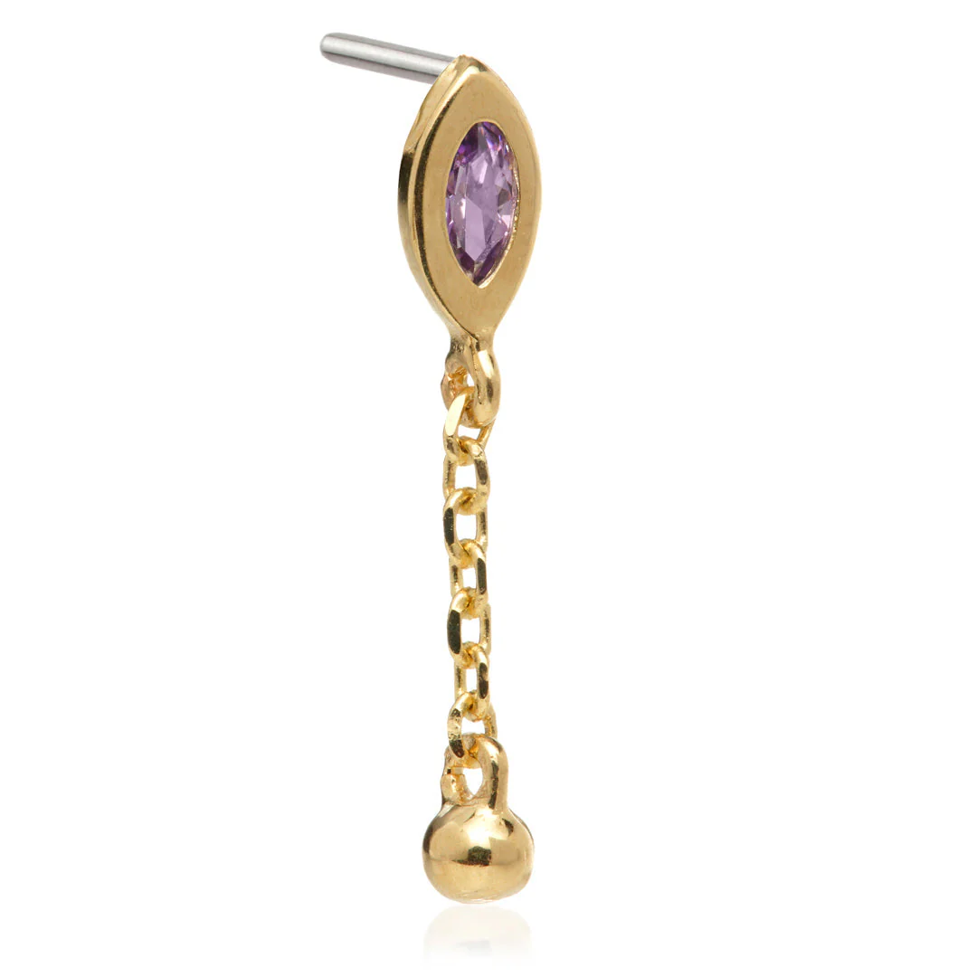 TL - 14ct Threadless Jewelled Marquise & Ball Attachment - Image 11