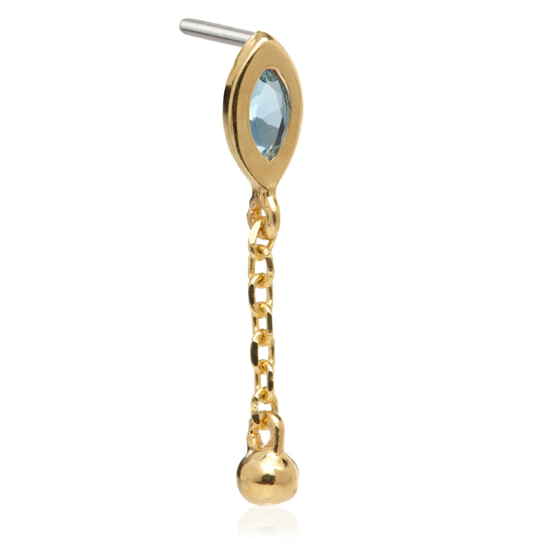 TL - 14ct Threadless Jewelled Marquise & Ball Attachment - Image 2