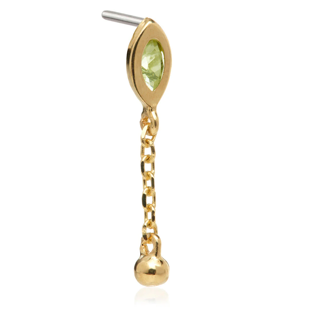 TL - 14ct Threadless Jewelled Marquise & Ball Attachment - Image 4