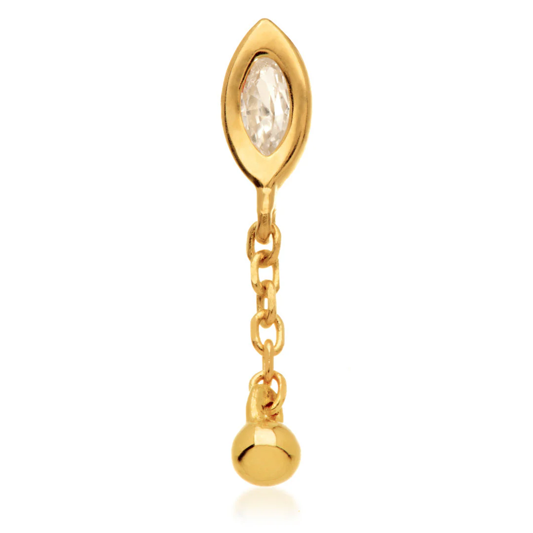 TL - 14ct Threadless Jewelled Marquise & Ball Attachment - Image 7