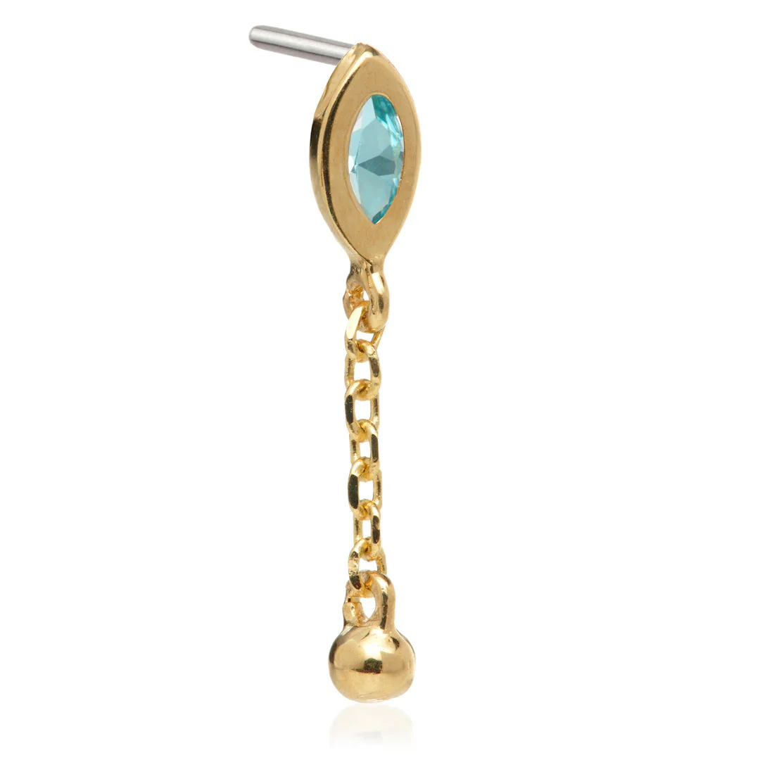 TL - 14ct Threadless Jewelled Marquise & Ball Attachment - Image 9
