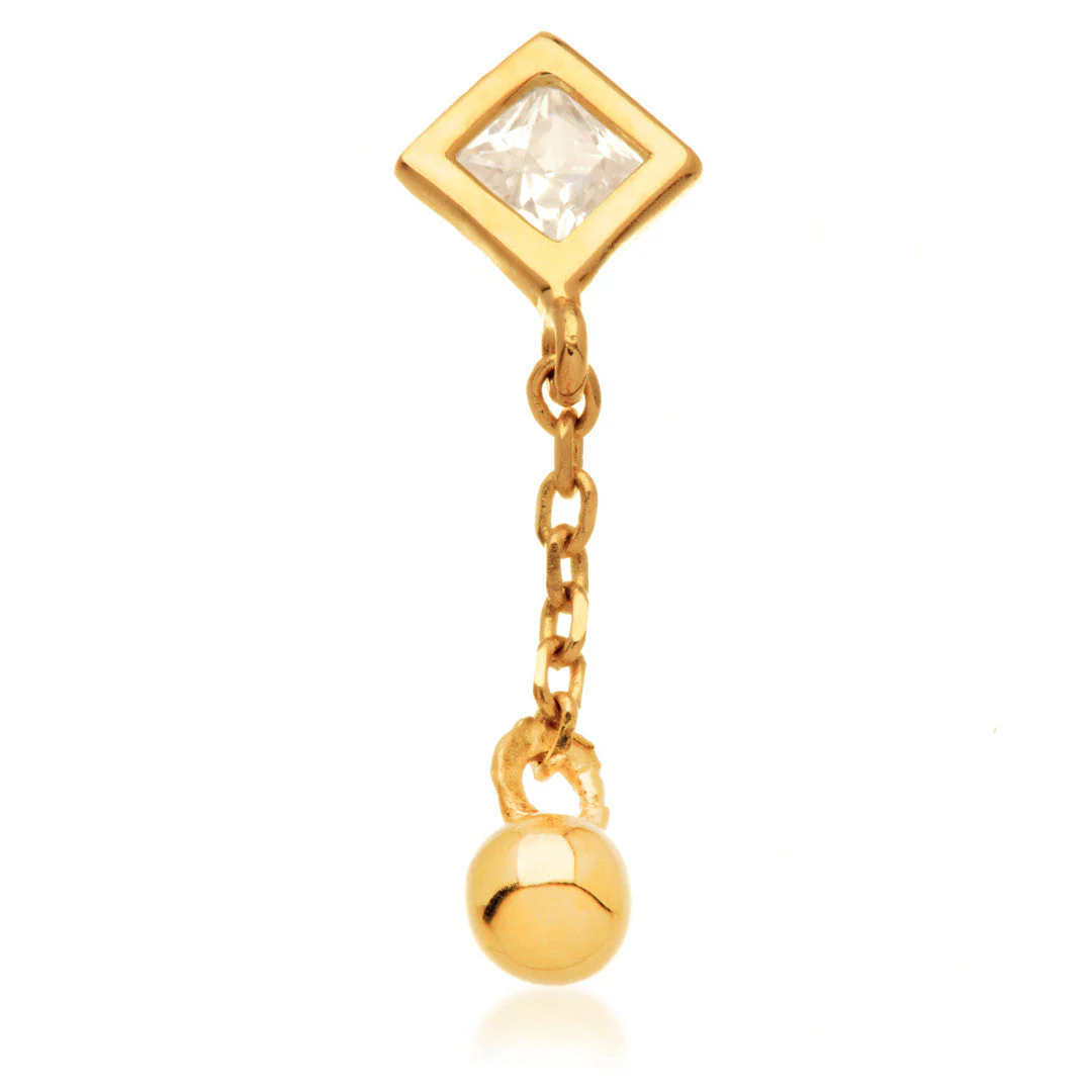 TL - 14ct Threadless Rhombus Gem & Ball Attachment - Image 2