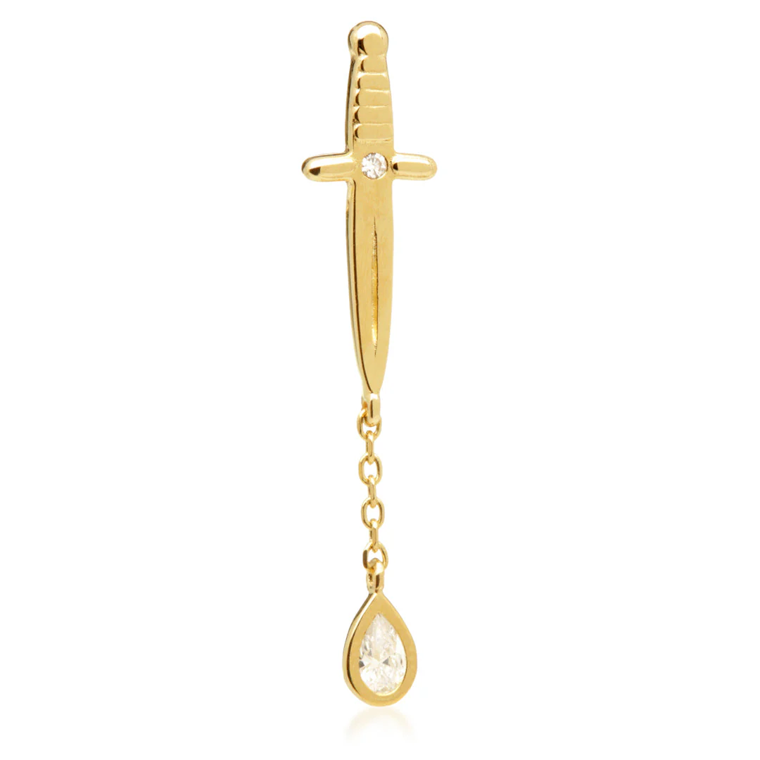 TL - 14ct Threadless Sword & Hanging Gem Pin Attachment - Image 2